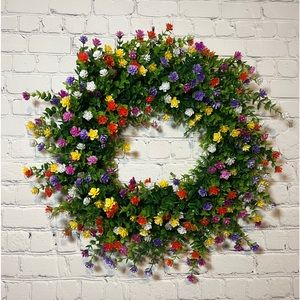 Floral and Boxwood Wreath. Multi-colored.  Perfect for your Everyday Home Decor,